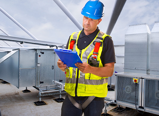 Engineer conducting site survey