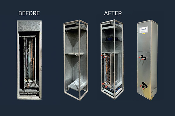 Before and after of an AHU refurbishment